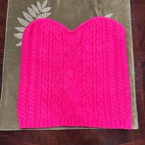 HOT Pink Cable Knit Strapless Wool Top M
